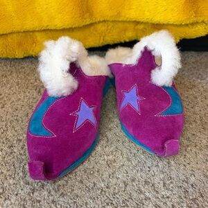 Incredible Vintage Custom Blue & Purple Suede Star & Moon Elf Loafer Size 6/6.5